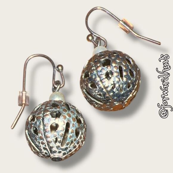 Bundle Sale 3 for $15 | Silver-Tone Earrings Unique Patina with Brass Undertones - Picture 1 of 8